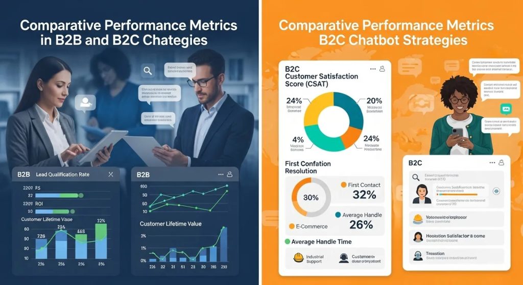 Comparative Performance Metrics in B2B and B2C Chatbot Strategies