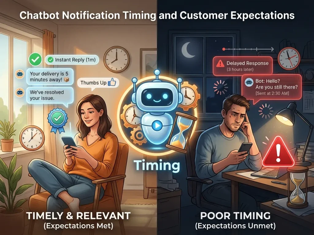 Chatbot Notification Timing and Customer Expectations